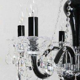 Lampadario in cristallo classico a 6 luci nero