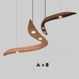 Lampada a sospensione moderna in legno 3 luci