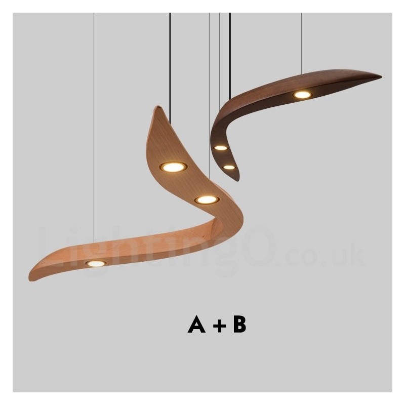 Lampada a sospensione moderna in legno 3 luci