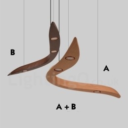 Lampada a sospensione moderna in legno 3 luci