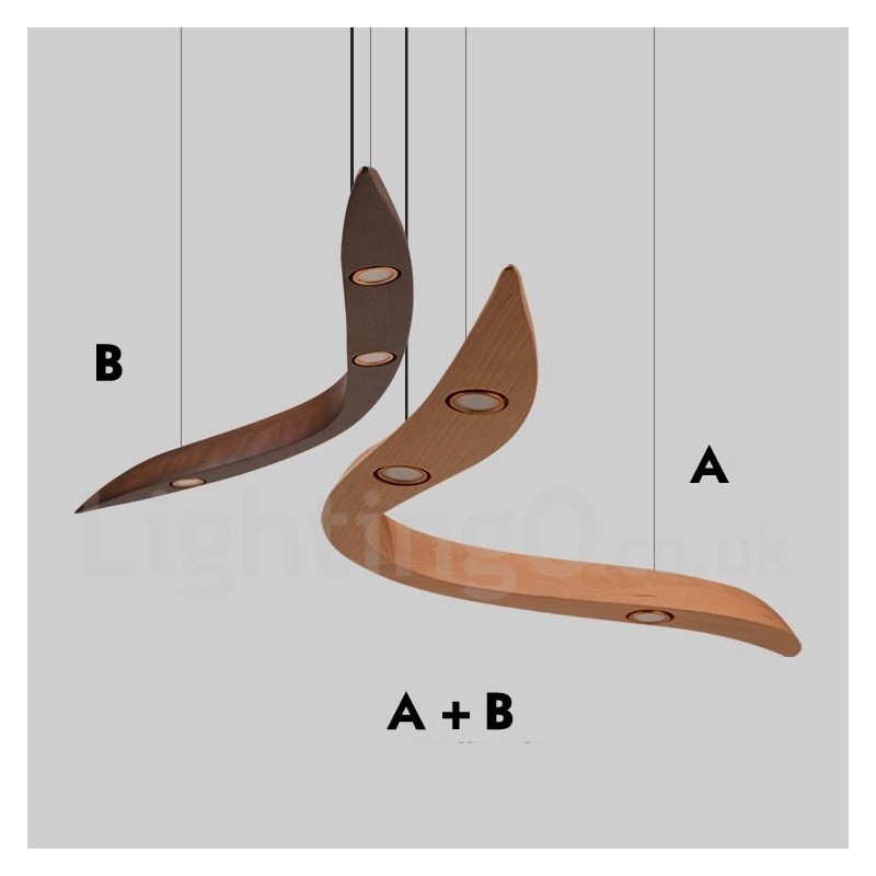 Lampada a sospensione moderna in legno 3 luci