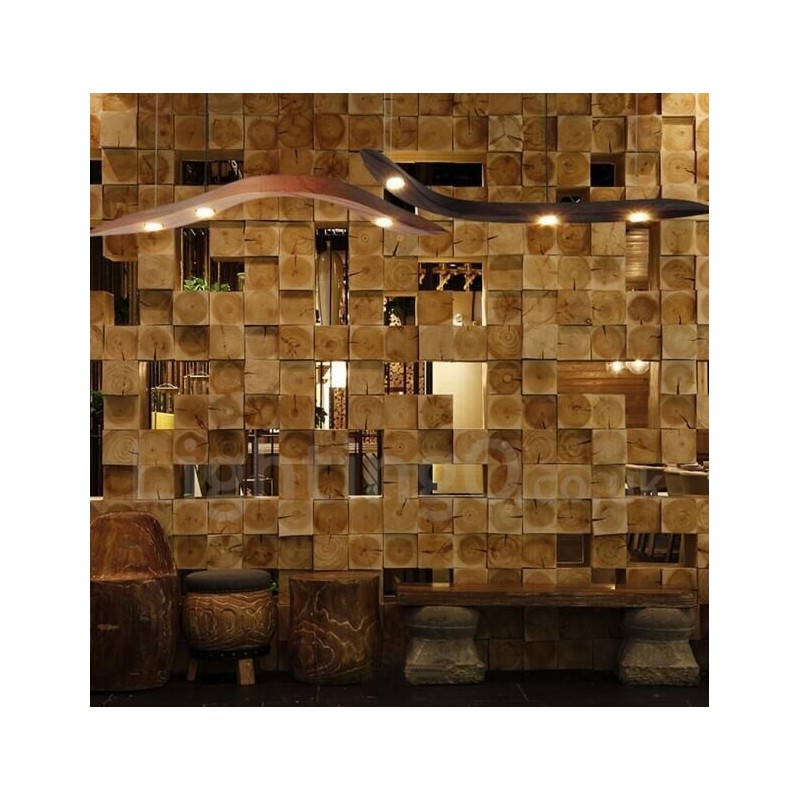 Lampada a sospensione moderna in legno 3 luci