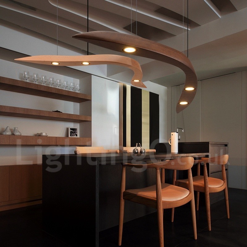 Lampada a sospensione moderna in legno 3 luci