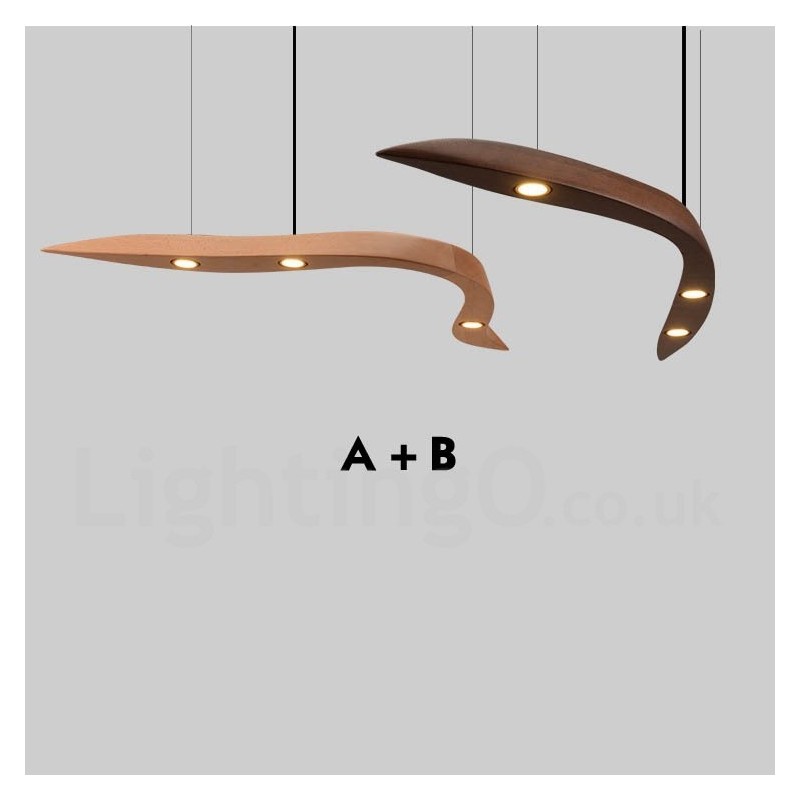 Lampada a sospensione moderna in legno 3 luci