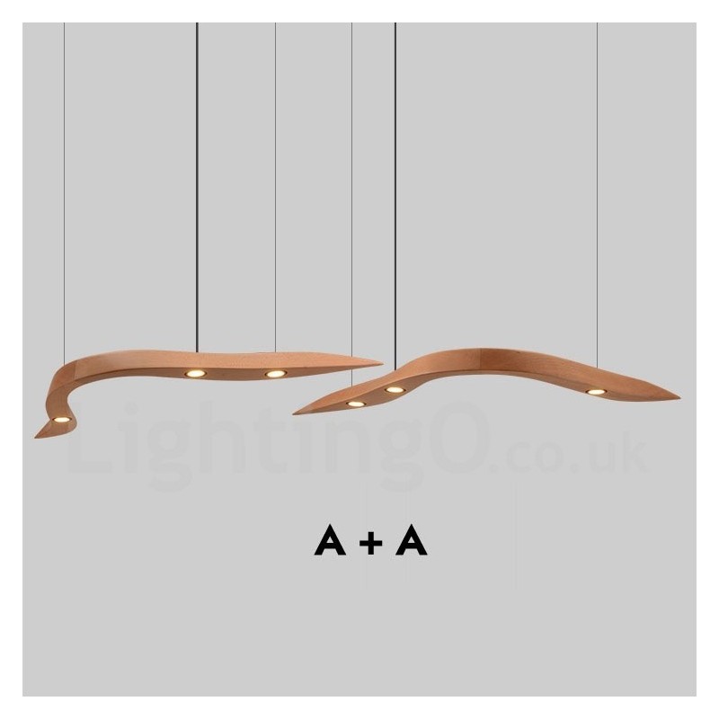 Lampada a sospensione moderna in legno 3 luci