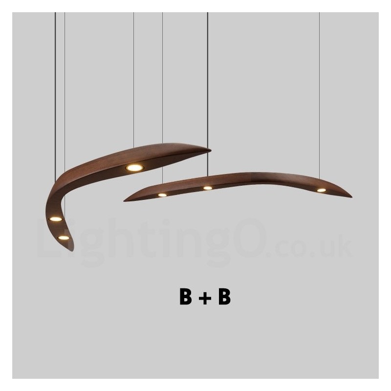 Lampada a sospensione moderna in legno 3 luci