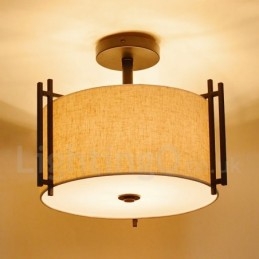 Lampada a sospensione rustica in metallo e tessuto 42 x 39 cm