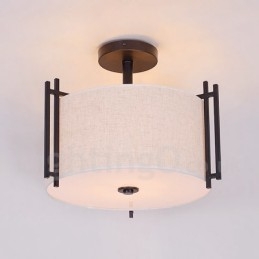 Lampada a sospensione rustica in metallo e tessuto 42 x 39 cm