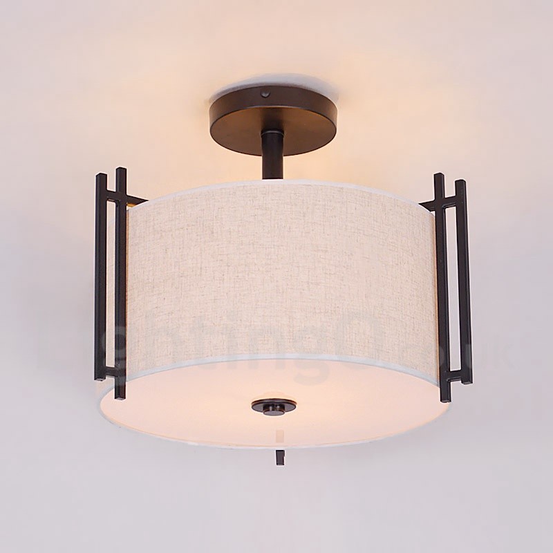 Lampada a sospensione rustica in metallo e tessuto 42 x 39 cm