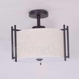 Lampada a sospensione rustica in metallo e tessuto 42 x 39 cm