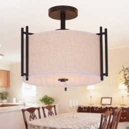 Lampada a sospensione rustica in metallo e tessuto 42 x 39 cm