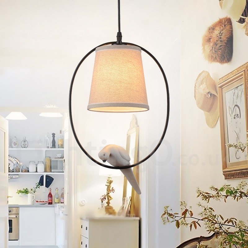Lampada a sospensione rustica vintage 1 luce in tessuto 25 x 37 cm