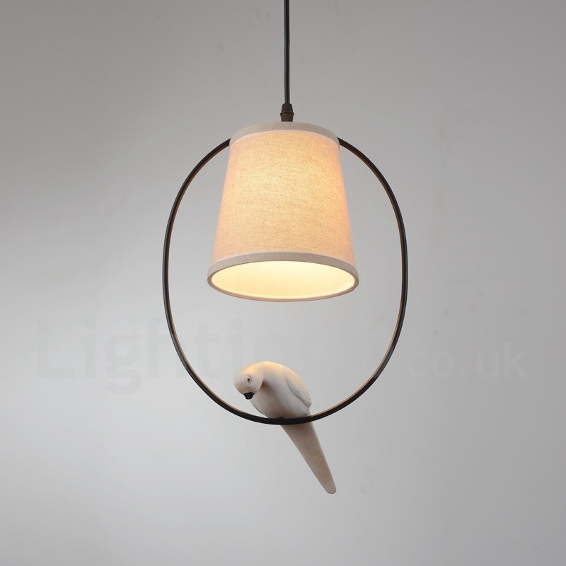 Lampada a sospensione rustica vintage 1 luce in tessuto 25 x 37 cm