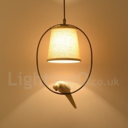 Lampada a sospensione rustica vintage 1 luce in tessuto 25 x 37 cm