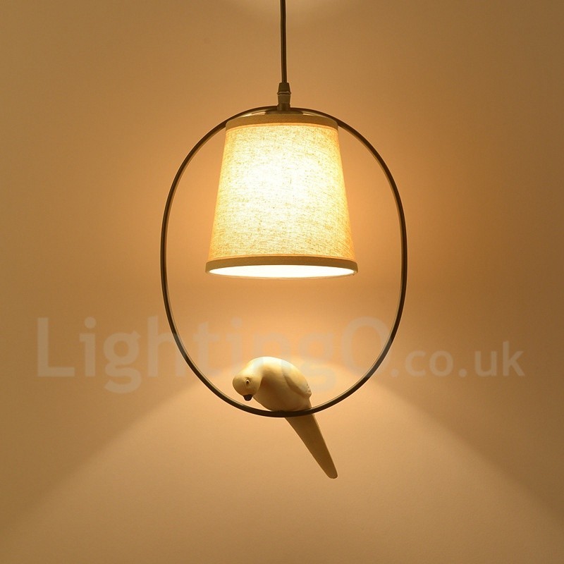 Lampada a sospensione rustica vintage 1 luce in tessuto 25 x 37 cm