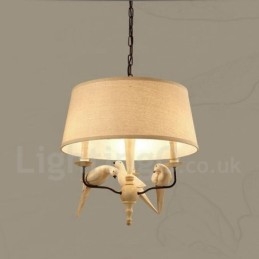 Lampada a sospensione rustica vintage 3 luci in tessuto 50 x 53 cm