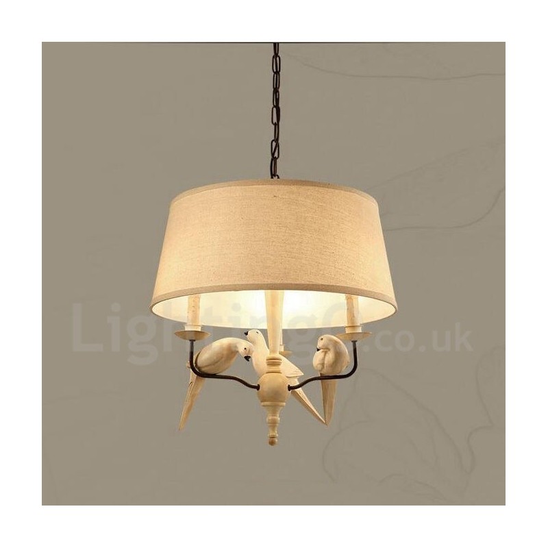 Lampada a sospensione rustica vintage 3 luci in tessuto 50 x 53 cm