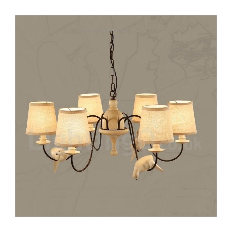 Lampada a sospensione rustica vintage 6 luci 80x38 cm