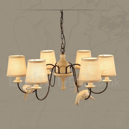 Lampada a sospensione rustica vintage 6 luci 80x38 cm