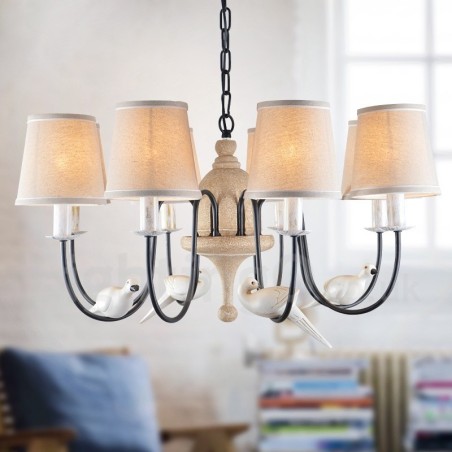 Lampada a sospensione rustica vintage a 8 luci