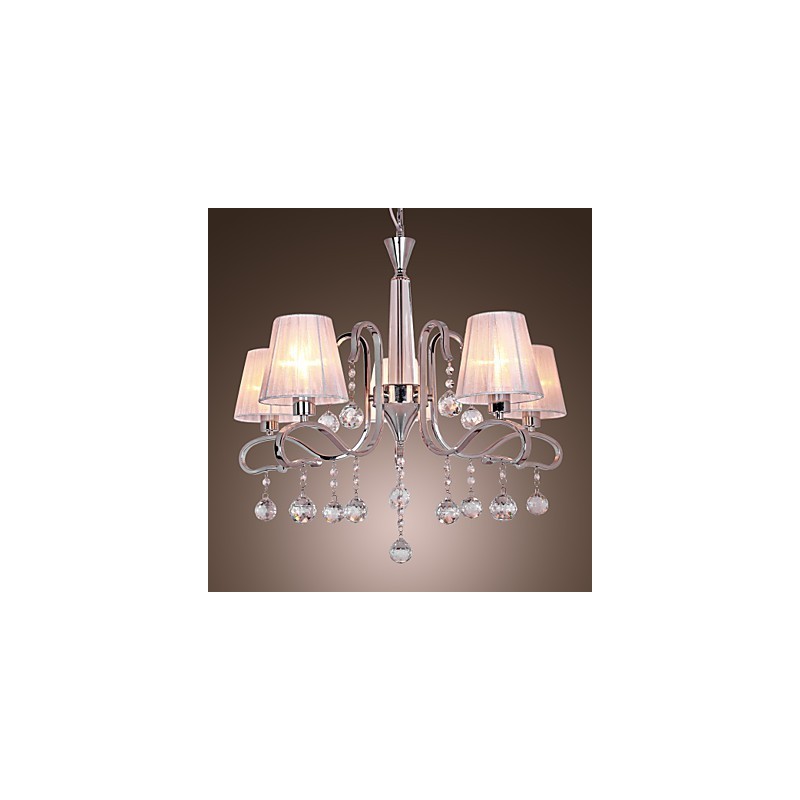 Lampadario contemporaneo in cristallo elettroplaccato argento 60 cm