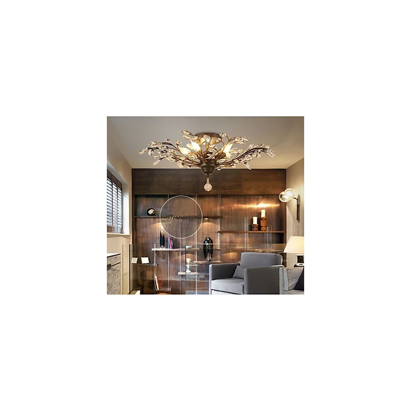 Lampadario retrò mediterraneo in metallo nero e oro 3 luci E12/E14
