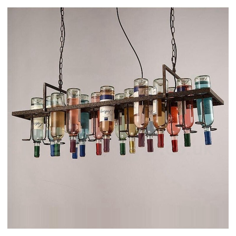 Lampada a sospensione classica in metallo e vetro 120x30 cm 3 luci