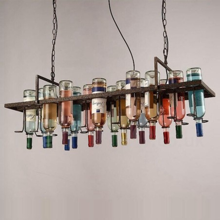 Lampada a sospensione classica in metallo e vetro 120x30 cm 3 luci