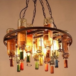 Lampada a sospensione classica tradizionale in metallo e vetro, 52 cm, 4 luci LED