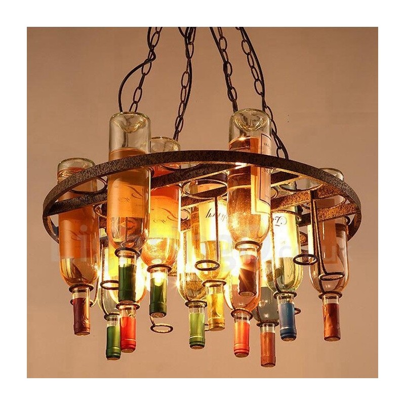 Lampada a sospensione classica tradizionale in metallo e vetro, 52 cm, 4 luci LED