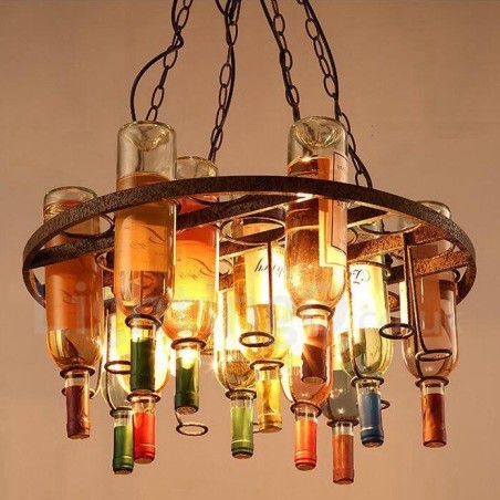 Lampada a sospensione classica tradizionale in metallo e vetro, 52 cm, 4 luci LED