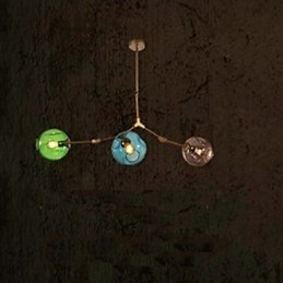 Lampadario a sospensione in vetro multicolore, 3 luci E26/E27, stile retrò