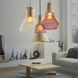 Lampada a sospensione rustica in metallo e cemento 1 luce