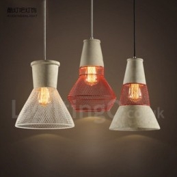 Lampada a sospensione rustica in metallo e cemento 1 luce