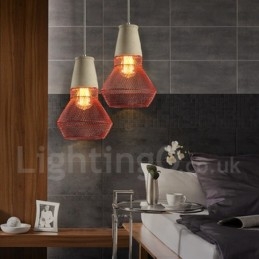Lampada a sospensione rustica in metallo e cemento 1 luce