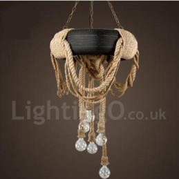 Lampada a sospensione vintage country a 6 luci