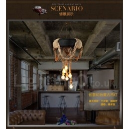 Lampada a sospensione vintage country a 6 luci