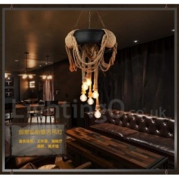 Lampada a sospensione vintage country a 6 luci
