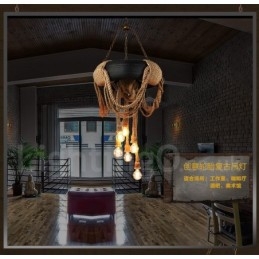Lampada a sospensione vintage country a 6 luci