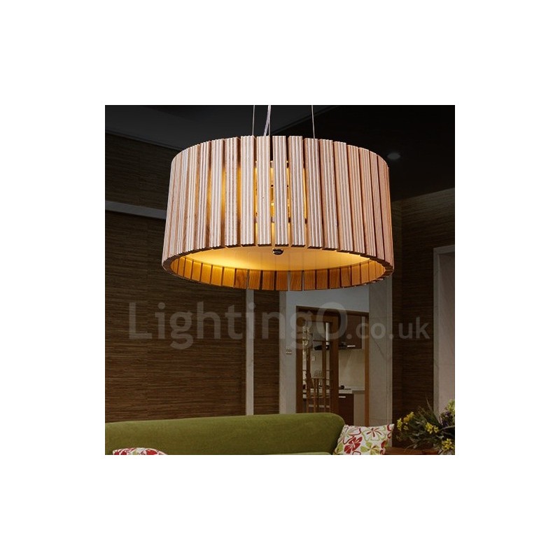 Lampada a sospensione a tamburo in legno 44,5 cm