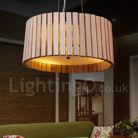 Lampada a sospensione a tamburo in legno 44,5 cm