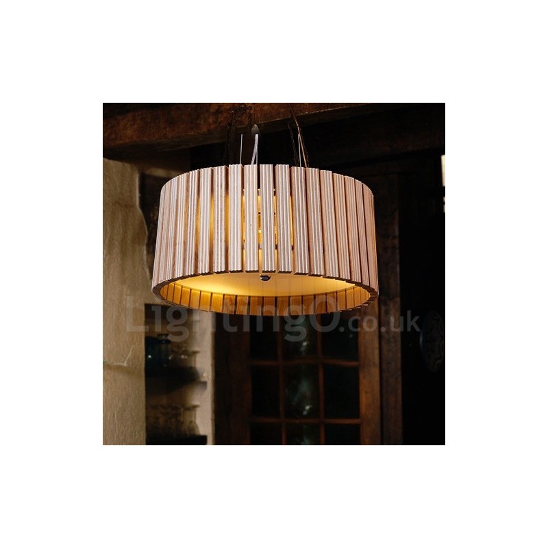 Lampada a sospensione a tamburo in legno 44,5 cm