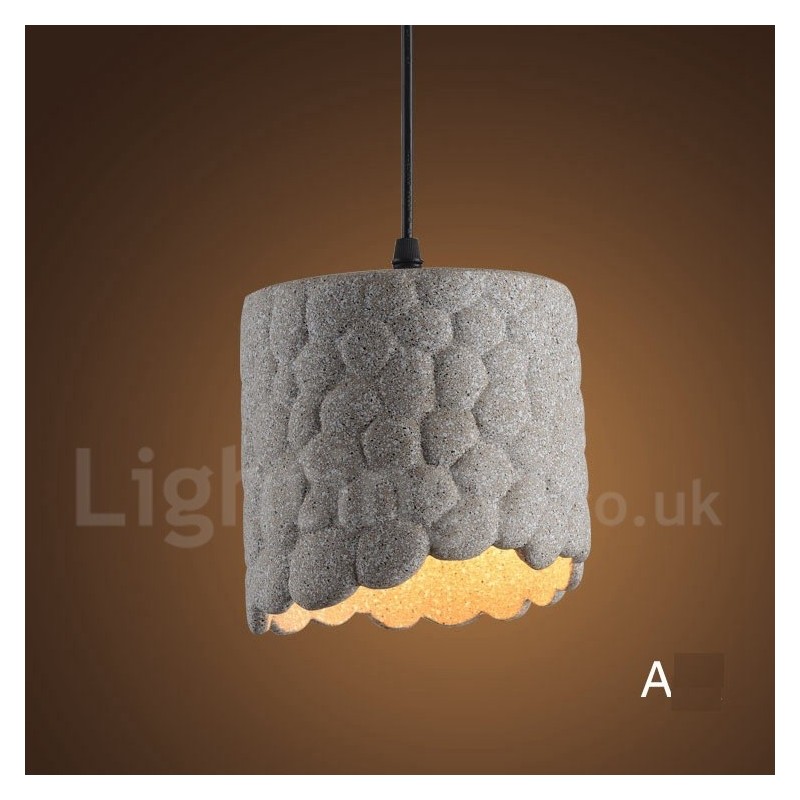 Lampada a sospensione vintage in cemento a 1 luce