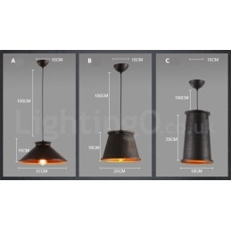 Lampada a sospensione vintage retrò in metallo 1 luce