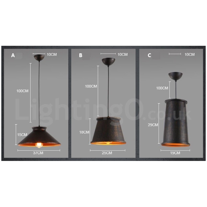 Lampada a sospensione vintage retrò in metallo 1 luce