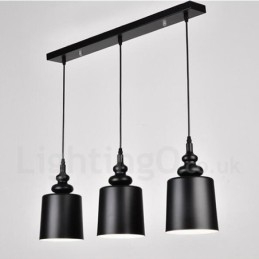 Lampada a sospensione nera moderna a 3 luci in metallo 73 x 27 cm