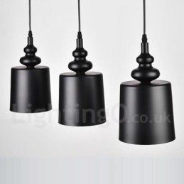 Lampada a sospensione nera moderna a 3 luci in metallo 73 x 27 cm
