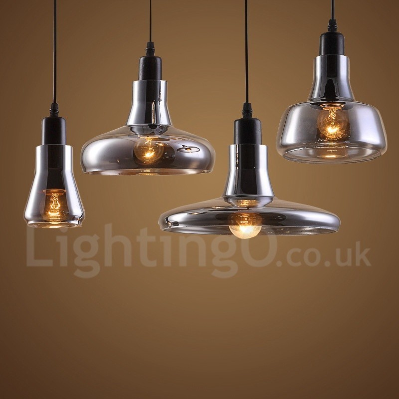 Lampada a sospensione vintage retrò 1 luce con paralume in vetro