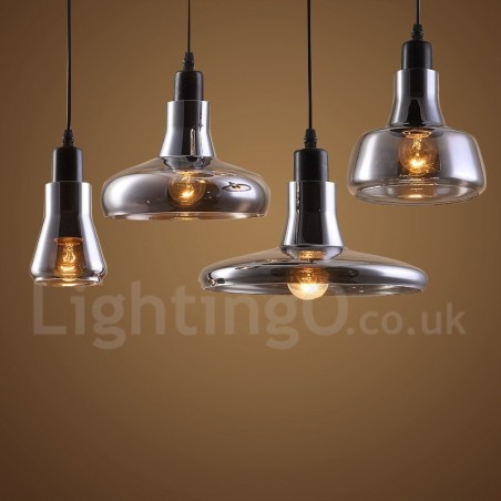 Lampada a sospensione vintage retrò 1 luce con paralume in vetro