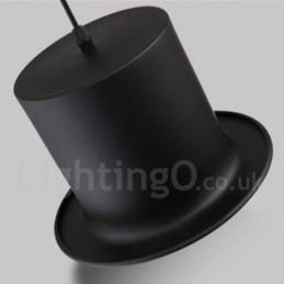 Lampada a sospensione vintage retrò a cappello in metallo nero 1 luce